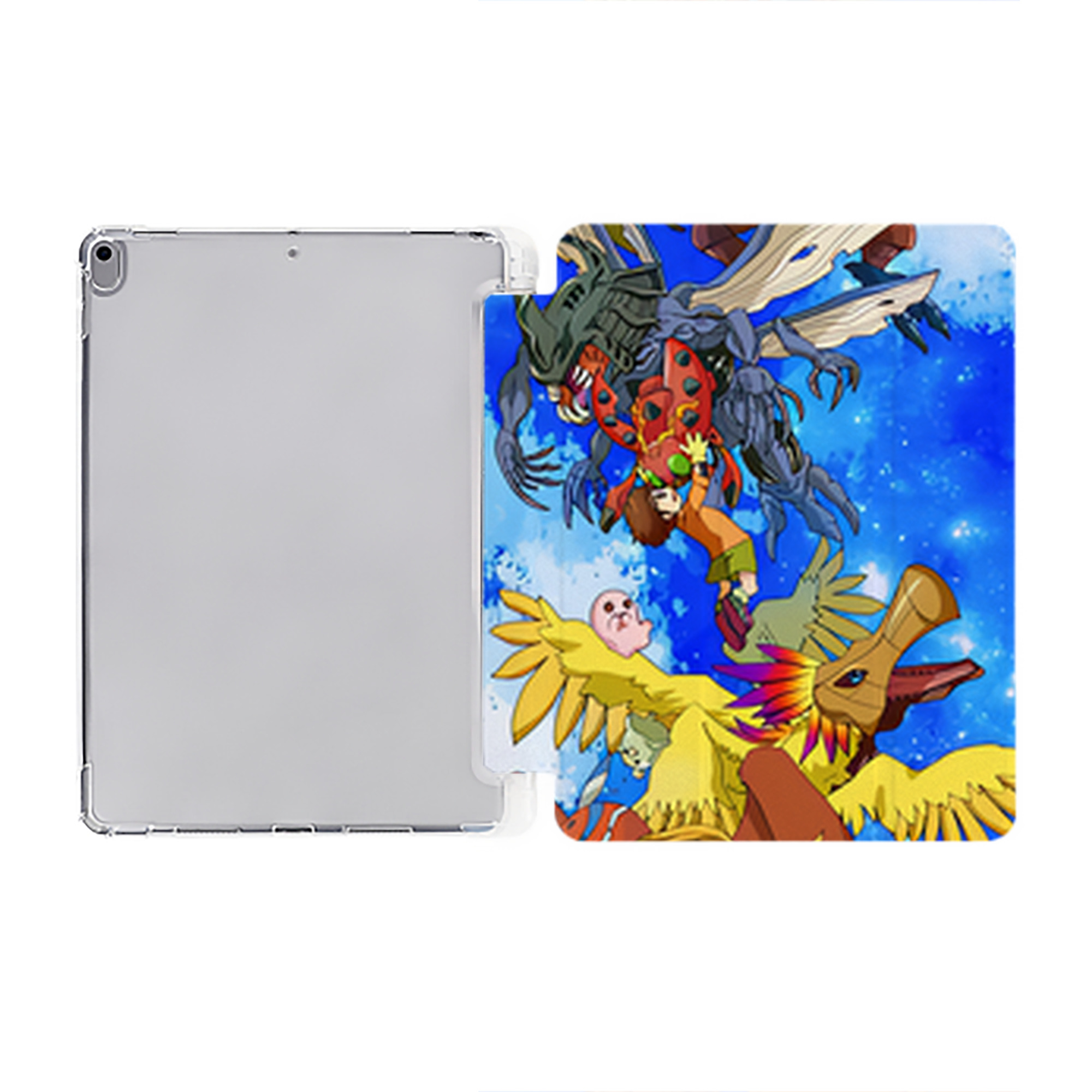 （画像用） Digimon デジタルモンスター/デジモン IPad ケース ペン収納付き 三つ折りスタンド PUレザー×シリコン 対応機種9.5/10.5/10.9インチ